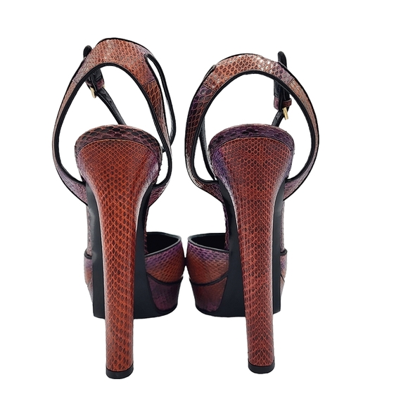 GUCCI Huston Platform Python Pumps with Ankle Strap 277958 Brown Purple 39.5 - Picture 9 of 15